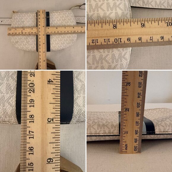 Michael Kors Monogram Belt Bag Blue Stripe Adjustable Strap Small Zip Pouch - Picture 11 of 15